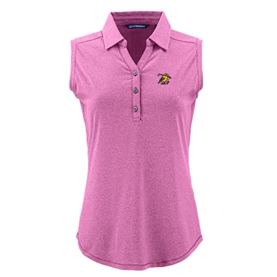 Women's Cutter & Buck sleeveless golf polo with Yella Bird logo, Pink