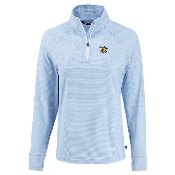Women's Cutter & Buck soft knit golf quarter-zip with Yella Bird logo, Atlas